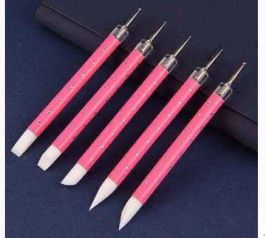 5pcs/set Dual Heads Metal Dotting Wax Pen Silicone Rhinestone Gem Pick –  Rossie Nail Supply